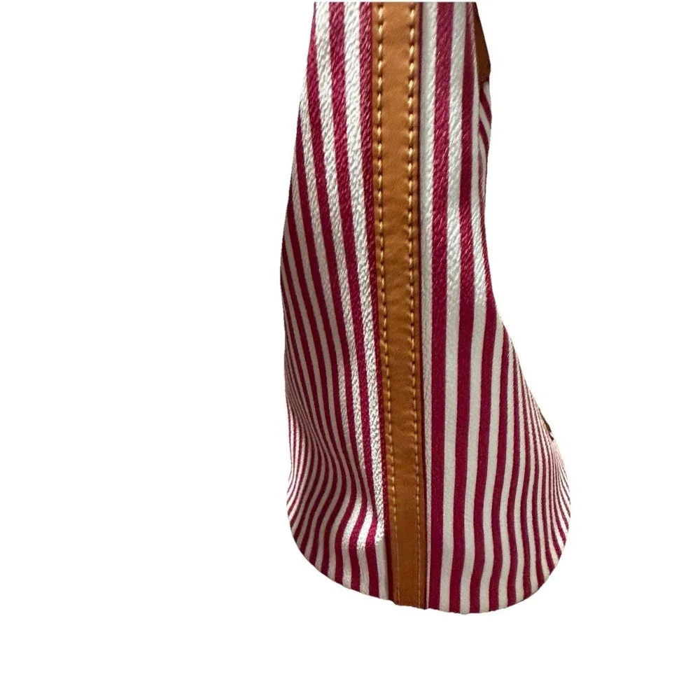 Dooney & Bourke Seaview Red & White Stripe Coated Bucket Hobo Purse